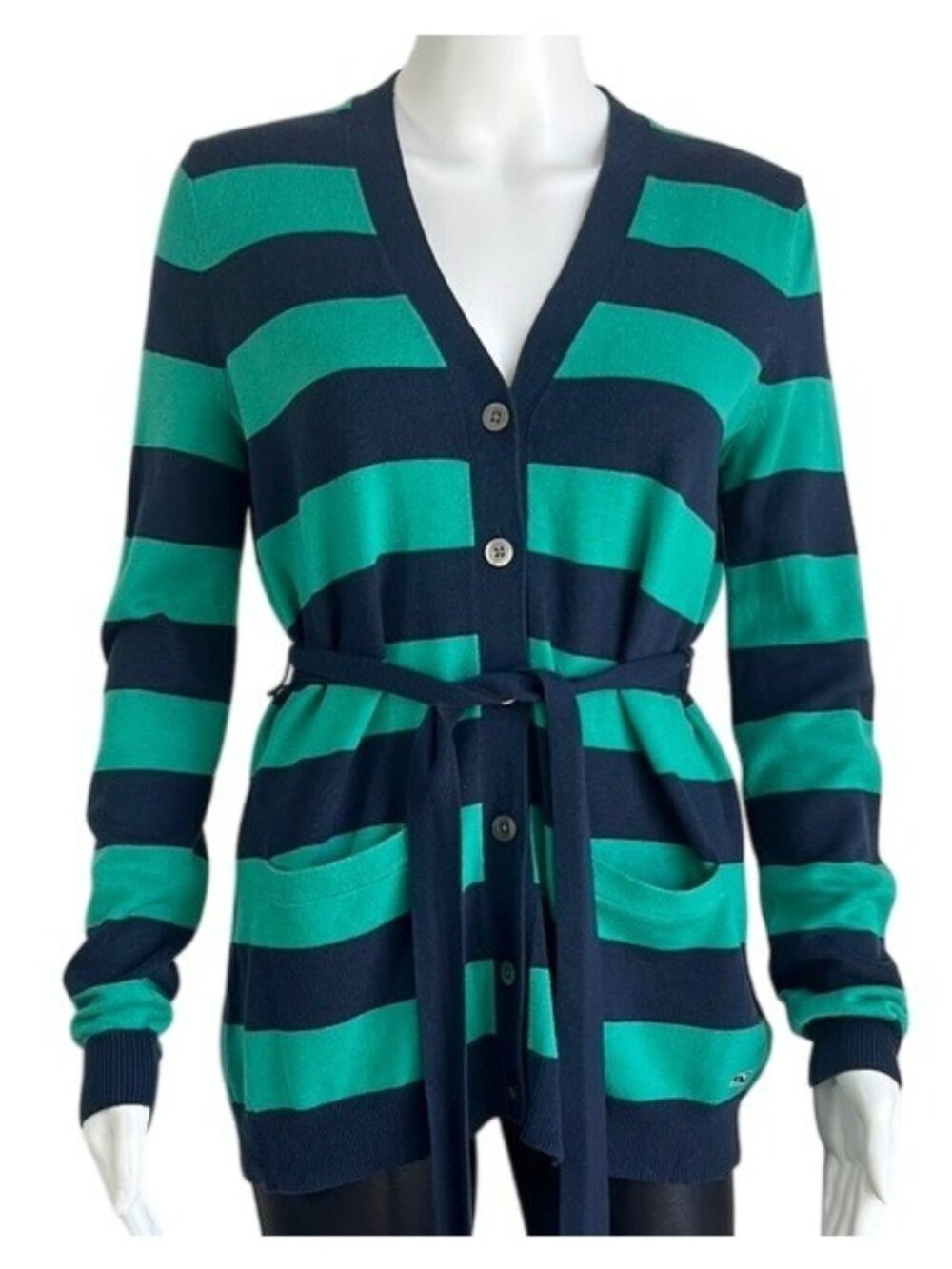 Vineyard Vines Striped Tie Waist Cardigan - XS